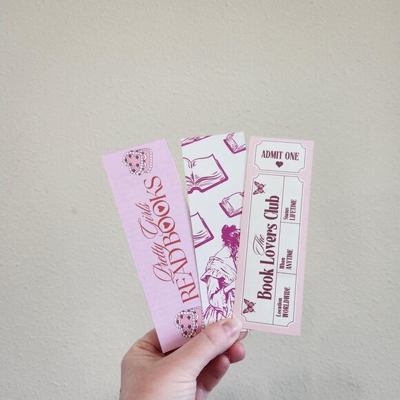 Vintage Readers Bookmark Set Pink Red Cute Retro Style Art Bookish Gift Matte - Picture 6 of 9